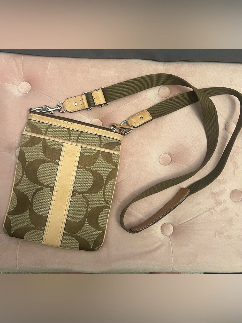 Coach Vintage Tan Signature Crossbody Bag